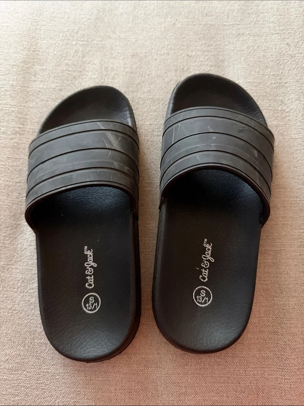 Cat & Jack Black Striped Slide Sandals